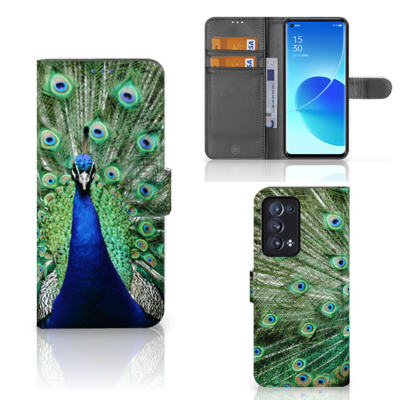 OPPO Reno 6 Pro Plus 5G | Telefoonhoesje | Met pasjeshouder | Pauw OPPO Reno 6 Pro Plus 5G | Telefoonhoesje | Met pasjeshouder | Pauw