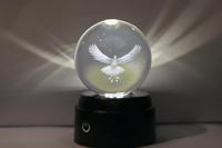 LED Peace Bird bol glas draaiend - thumbnail