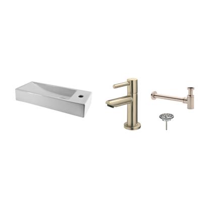 FonteinPack Trim Mini Keramiek 38x14x8 cm Rechts RVS (Keuze uit 8 kranen)