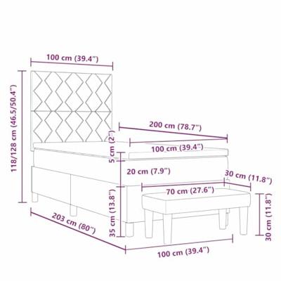 Boxspring Bed met Matras & Bank Blauw 100x200 cm Stof