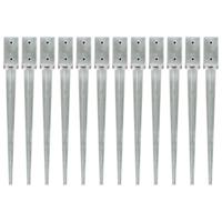 Grondpinnen 12 st 7x7x75 cm gegalvaniseerd staal zilverkleurig - thumbnail