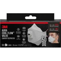 3M Aura Comfort Cool Flow stofmasker, FFP3, met ventiel, pak van 5 stuks - thumbnail