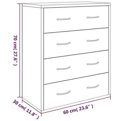 Dressoir met 4 lades 60x30,5x71 cm betongrijs