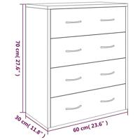 Dressoir met 4 lades 60x30,5x71 cm betongrijs - thumbnail