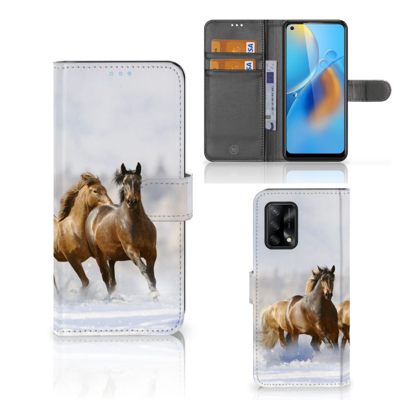 OPPO A74 4G | Telefoonhoesje | Met pasjeshouder | Paarden OPPO A74 4G | Telefoonhoesje | Met pasjeshouder | Paarden
