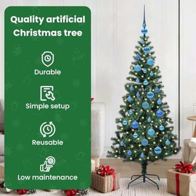 VidaXL Kunstmatig voorverlicht kerstboom groen 150 cm pvc en metaal VidaXL Kunstmatig voorverlicht kerstboom groen 150 cm pvc en metaal
