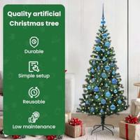 VidaXL Kunstmatig voorverlicht kerstboom groen 150 cm pvc en metaal - thumbnail