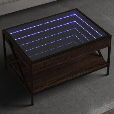 Salontafel met Infinity LED 70x50x38 cm bruin eikenkleurig