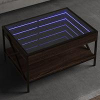 Salontafel met Infinity LED 70x50x38 cm bruin eikenkleurig - thumbnail