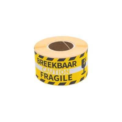Etiket rillprint fragile geel