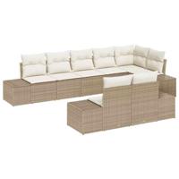 Tuinbankenset met opslag 8 pcs Beige en Crème Poly riet - thumbnail