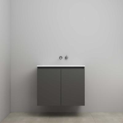 On-Line Onderkast - 80 cm - Bouwpakket - Greeploos 2 Deuren - Acryl Wastafel - zonder Kraangat - Mat Antraciet