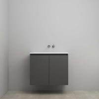 On-Line Onderkast - 80 cm - Bouwpakket - Greeploos 2 Deuren - Acryl Wastafel - zonder Kraangat - Mat Antraciet - thumbnail