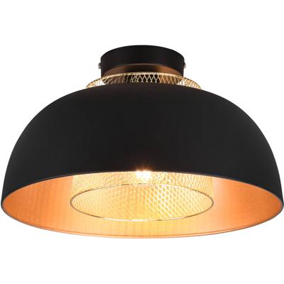 LED Plafondlamp - Plafondverlichting - Trion Palmo - E27 Fitting - Rond - Mat Zwart - Aluminium