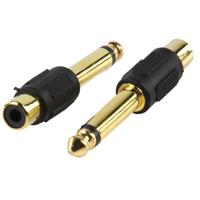 6.3mm jack plug naar tulp socket verguld - thumbnail