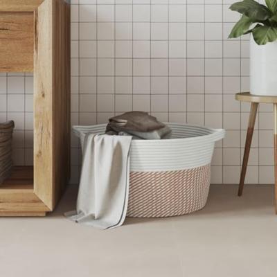 VidaXL Opbergmand ø 40x25 cm katoen bruin en wit
