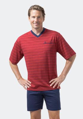 Rode heren shortama met strepen Hajo