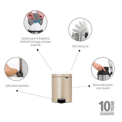 Brabantia pedaalemmer NewIcon 5 liter Metallic gold