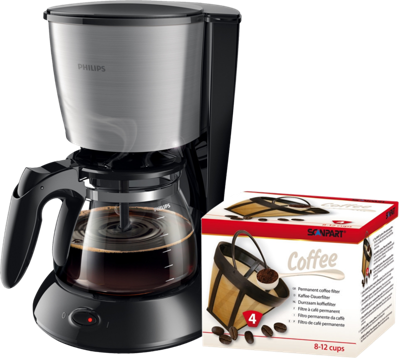 Philips Daily HD7462/20 Zilver + Scanpart Permanent Filter