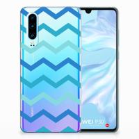 Huawei P30 | TPU bumper | Zigzag Blauw - thumbnail