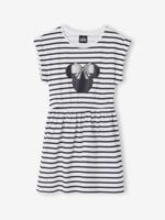 MINNIE jurk met korte mouwen marineblauw, gestreept - thumbnail