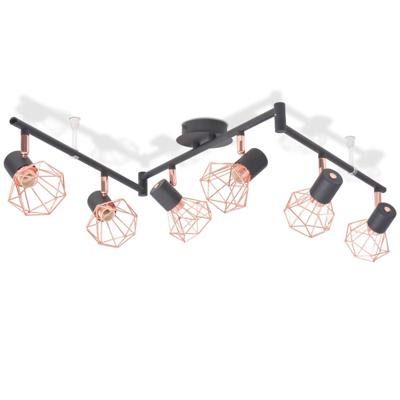 vidaXL Plafondlamp met 6 spotlights E14 zwart en koper vidaXL Plafondlamp met 6 spotlights E14 zwart en koper