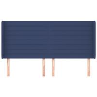 Hoofdbord met randen 163x16x118/128 cm stof blauw - thumbnail