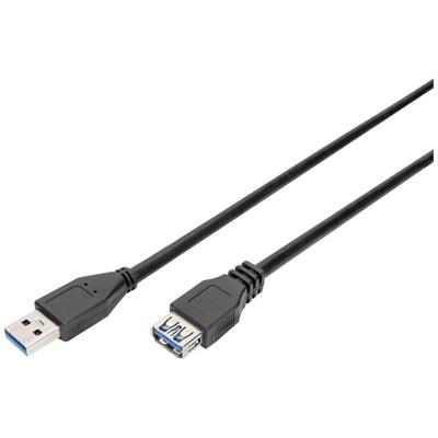 Digitus AK-300203-030-S USB-kabel USB 3.2 Gen1 USB-A stekker, USB-A bus 3.00 m Zwart