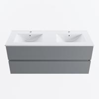 MONDIAZ VICA 120cm badmeubel onderkast Plata 2 lades. Wastafel DENIA dubbel 2 kraangaten, kleur Glanzend Wit. - thumbnail