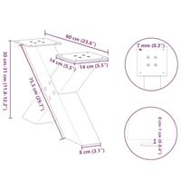 Salontafelpoten 2 st X-vormig 60x(30-31) cm staal zwart - thumbnail
