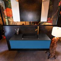 Badkamermeubelset Mondiaz Erin 120 cm met 1 Lade met RIDGE Wastafel Midden Urban met 1 kraangat Greeploos Mat Jeans - thumbnail