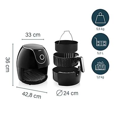 Princess 01.182055.01.001 Airfryer 5.2 l 1700 W Anti-aanbaklaag, Met display, Timerfunctie Zwart - thumbnail