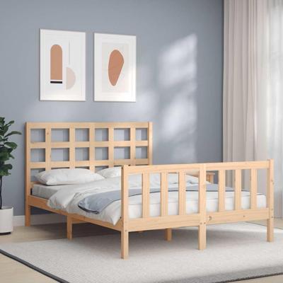 Bedframe met hoofdbord massief hout