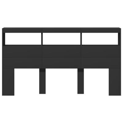 Hoofdbordkast met LED-verlichting 180x17x102 cm zwart
