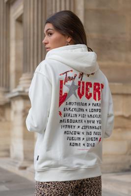 Colourful Rebel Tour Of The Lovers Hoodie  Wit Dames - Oversized Fit - Polyester