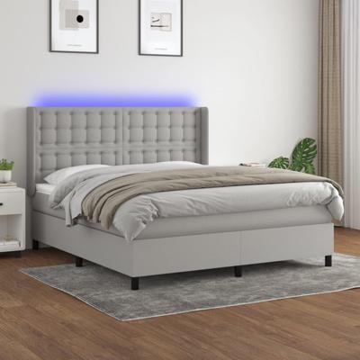 Boxspring met matras en LED stof lichtgrijs 160x200 cm