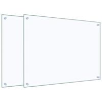 VidaXL Spatschermen keuken 2 st 80x60 cm gehard glas transparant - thumbnail