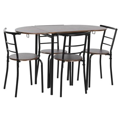Tafel met vier stoelen DKD Home Decor Bruin Zwart Metaal Hout MDF 121 x 55 x 78 cm