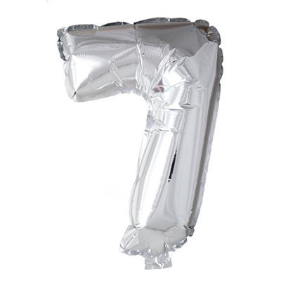 Globos Folie ballon nummer '7' zilver 40cm