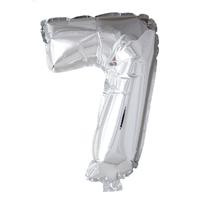 Globos Folie ballon nummer '7' zilver 40cm - thumbnail