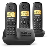 Vaste telefoon - GIGASET - Basic 100A TRIO - Antwoordapparaat - Handsfree - Scherm met achtergrondverlichting - Telefoonboek voor 50 contacten - Oproepblokkering - Zwart - thumbnail