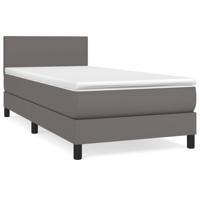 Boxspring met matras kunstleer grijs 90x200 cm - thumbnail