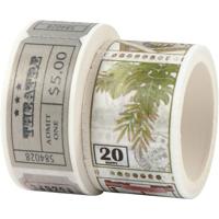 Creativ Company Masking tape, ticket en natuurmotieven, l: 3+5 m, b: 20+25 mm, 2 rol/ 1 doos - thumbnail