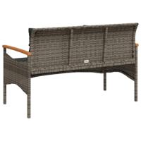 Tuinbank met kussens 116x62,5x74 cm poly rattan grijs - thumbnail