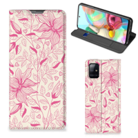 Samsung Galaxy A71 Smart Cover Pink Flowers - thumbnail