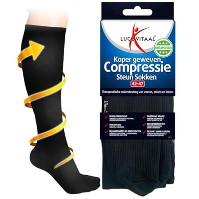 Koper compressie steunsok maat 42-47 zwart