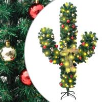 Kerstcactus met standaard en LED's 180 cm PVC groen - thumbnail