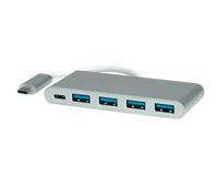 ROLINE USB 3.2 Gen 1 Hub, 4-voudig, type C aansluitkabel met 1 PD Port - thumbnail