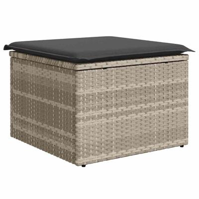 7-delige Loungeset met kussens poly rattan lichtgrijs