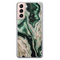 Samsung Galaxy S21 siliconen hoesje - Green waves - thumbnail